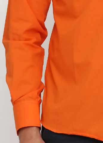 Оранжевая кэжуал рубашка однотонная Varetti с длинным рукавом