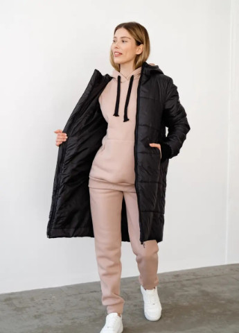 Черная зимняя мягкая легкая очень теплая куртка для беременных удлиненная черная зимняя до -35 °c To Be