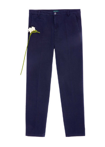 Темно-синие кэжуал демисезонные прямые брюки United Colors of Benetton