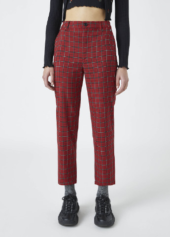 Бордовые кэжуал демисезонные прямые брюки Pull & Bear