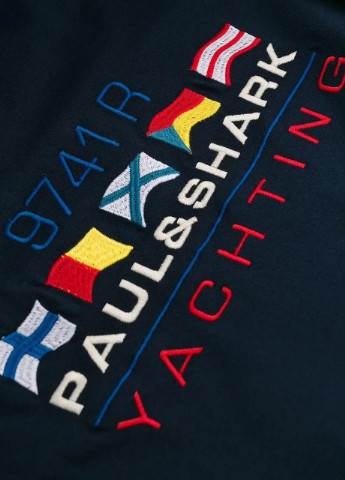 Темно-синя футболка чоловіча Paul & Shark Embroidered flag T-shirt