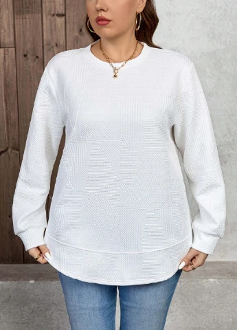 Белый свитшот SHEIN однотонный без декора (338193761)