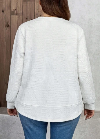 Белый свитшот SHEIN однотонный без декора (338193761)