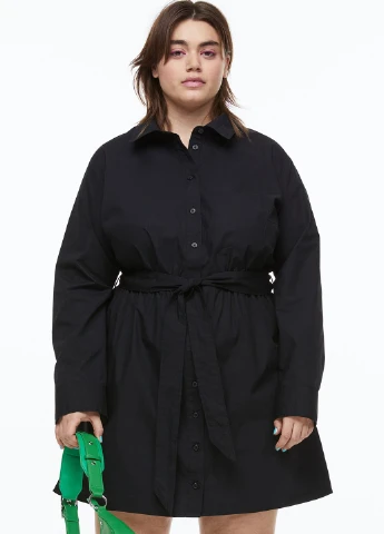 Черное кэжуал платье рубашка H&M однотонное