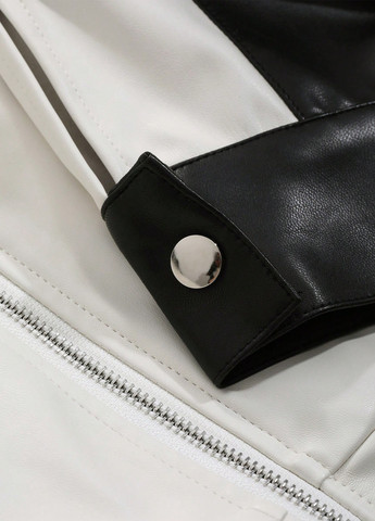 Черно-белая демисезонная куртка байкерская SHEIN