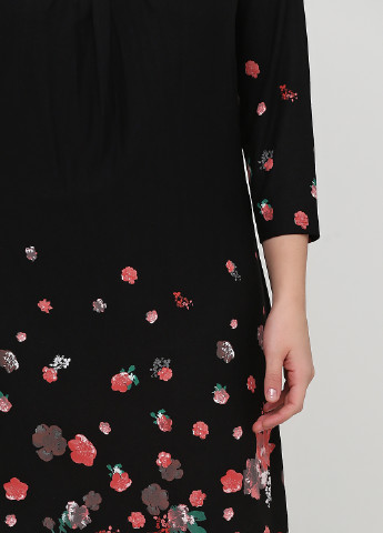 Черное кэжуал платье футляр Sheego с цветочным принтом