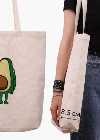 Еко сумка шоппер біла Авокадо (Avocado) (9227-2032-WTD) Еко сумка шоппер біла 41*39*8 см MobiPrint (215977382)