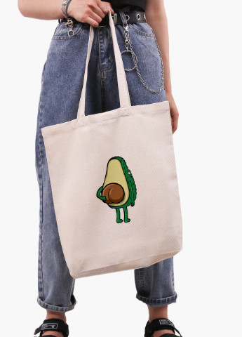 Еко сумка шоппер біла Авокадо (Avocado) (9227-2032-WTD) Еко сумка шоппер біла 41*39*8 см MobiPrint (215977382)