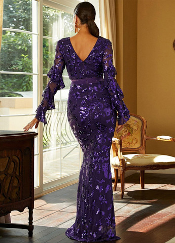 Фіолетова вечірня сукня годе SHEIN однотонна