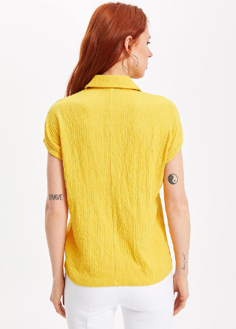 Желтая женская футболка-футболка DeFacto однотонная