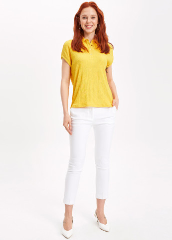 Желтая женская футболка-футболка DeFacto однотонная
