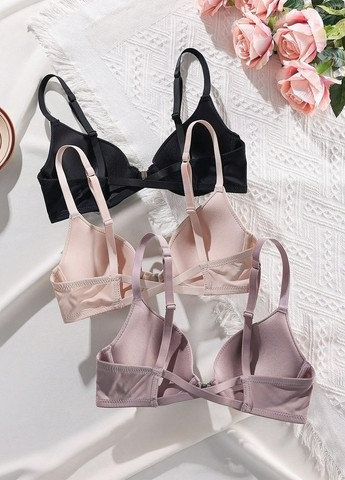 Комбінований бралетт бюстгальтер (3 шт.) SHEIN з кісточками поліамід