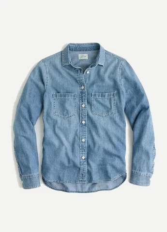 Светло-синяя кэжуал рубашка однотонная J.Crew
