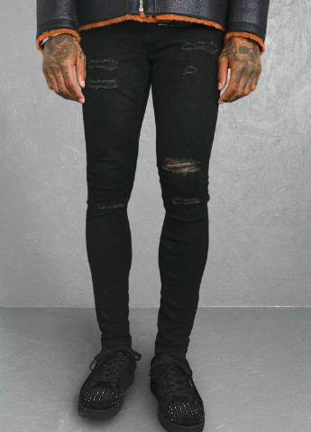 Черные демисезонные скинни джинсы Boohoo