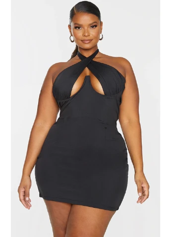 Черное кэжуал платье PrettyLittleThing однотонное