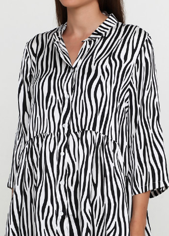 Черно-белое кэжуал платье рубашка Vertex с животным (анималистичным) принтом