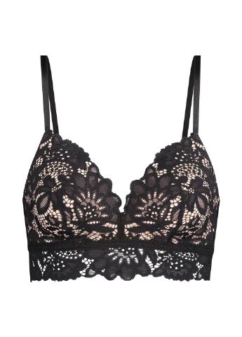 Чёрный бралетт бюстгальтер Hunkemoller без косточек полиамид, кружево