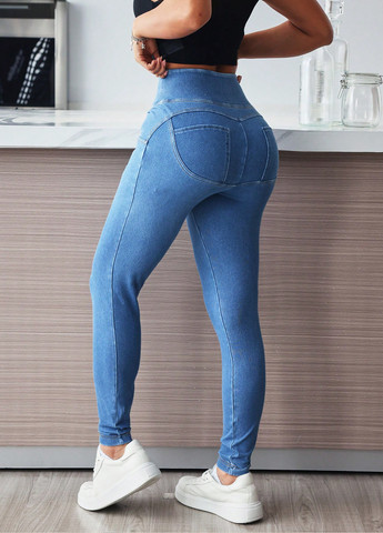 Синие демисезонные джеггинсы SHEIN