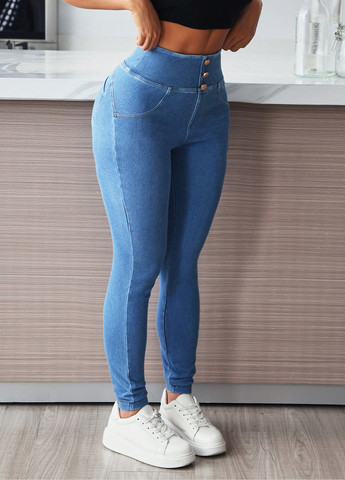 Синие демисезонные джеггинсы SHEIN