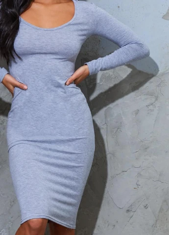 Светло-серое кэжуал платье футляр PrettyLittleThing меланжевое