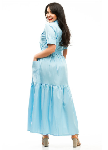 Голубое кэжуал платье Lady Style однотонное