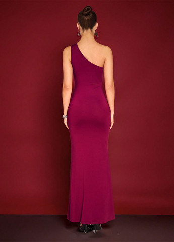 Бордова кежуал сукня на одне плече SHEIN однотонна