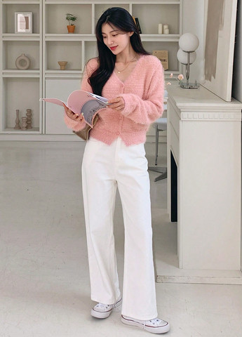 Светло-розовый демисезонный кардиган SHEIN