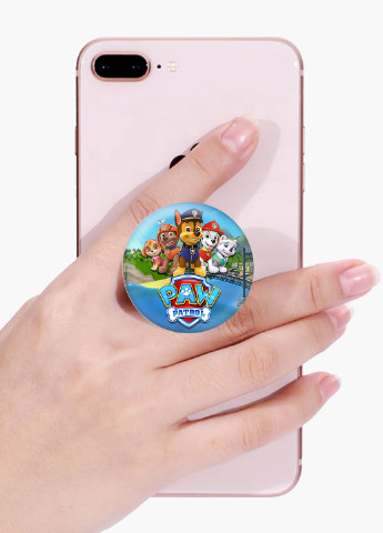 Попсокет (Popsockets) тримач для смартфону Щенячий патруль (PAW Patrol) (8754-1608) Чорний MobiPrint (216748280)