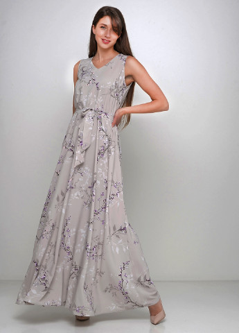 Світло-сіра кежуал плаття, сукня кльош Anastasimo з квітковим принтом