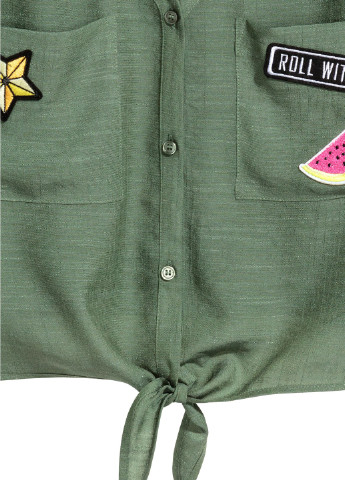 Оливковая (хаки) летняя блуза-топ H&M
