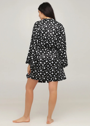 Чорно-білий демісезонний комплект (нічна сорочка, халат) Studio