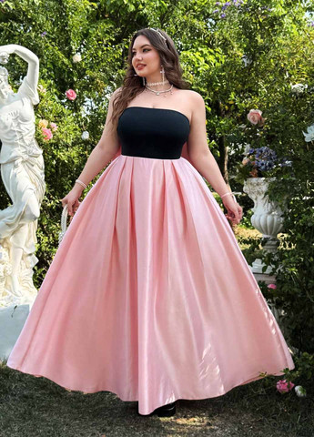 Рожева вечірня сукня з пишною спідницею, а-силует SHEIN однотонна