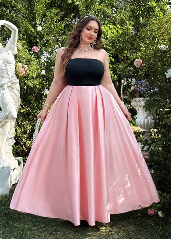 Рожева вечірня сукня з пишною спідницею, а-силует SHEIN однотонна