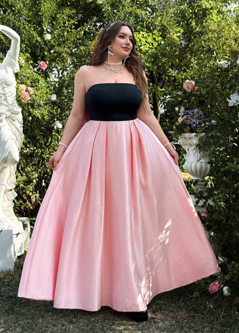 Рожева вечірня сукня з пишною спідницею, а-силует SHEIN однотонна