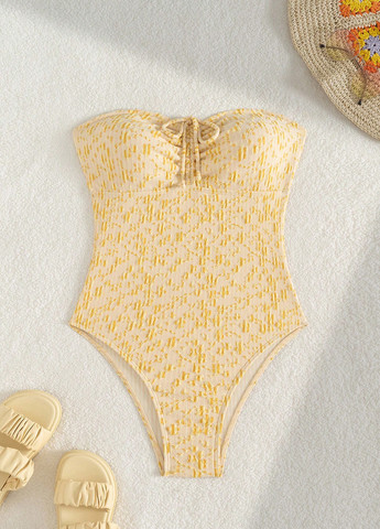 Желтый летний купальник слитный SHEIN
