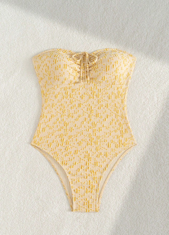 Желтый летний купальник слитный SHEIN