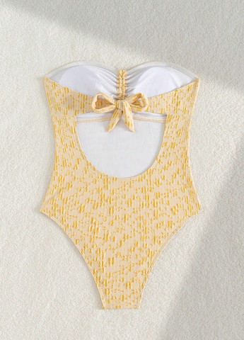 Желтый летний купальник слитный SHEIN