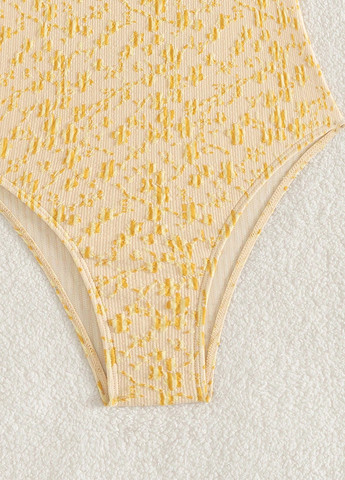 Желтый летний купальник слитный SHEIN