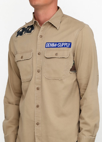 Горчичная кэжуал рубашка с логотипом Ralph Lauren с длинным рукавом