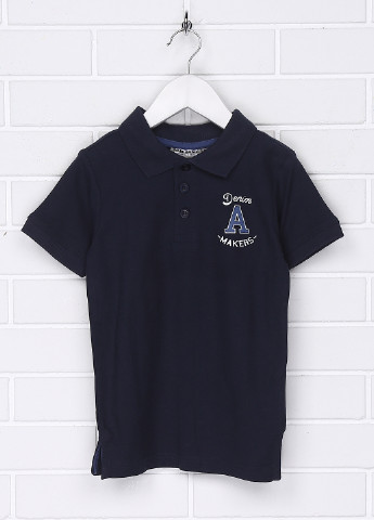 Темно-синяя детская футболка-поло для мальчика New Basic с надписью