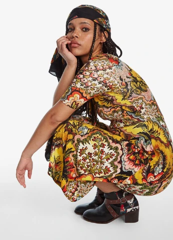 Комбинированное кэжуал платье клеш Desigual с рисунком