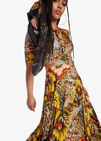 Комбинированное кэжуал платье клеш Desigual с рисунком
