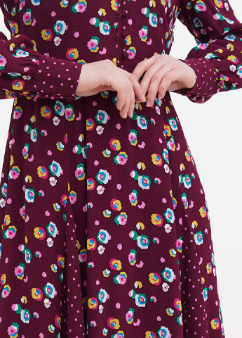 Бордовое кэжуал платье клеш Boden с цветочным принтом