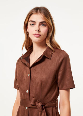 Коричневое кэжуал платье рубашка Jennyfer однотонное