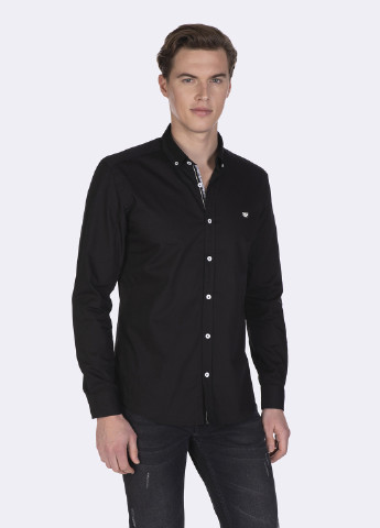 Черная кэжуал рубашка однотонная Giorgio di Mare