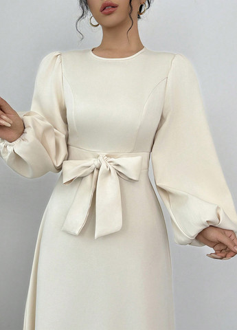 Молочное кэжуал платье а-силуэт SHEIN однотонное