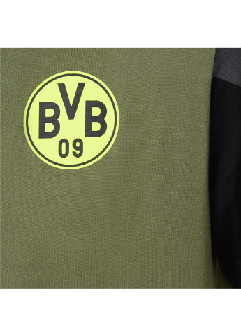 Футболка BVB FtblCulture Men’s Football Tee Puma однотонная зелёная спортивная хлопок, эластан