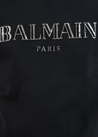 Сірий бавовняний світшот із логотипом Balmain - крій напис чорний кежуал - (198218991)