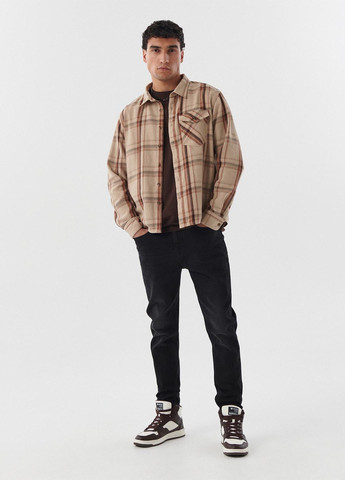 Светло-коричневая кэжуал рубашка в клетку Cropp