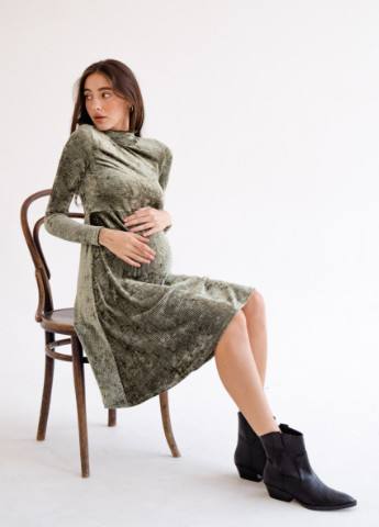 Темно-зелена кежуал сукня для вагітних, майбутніх мам з еластичної тканини To Be однотонна